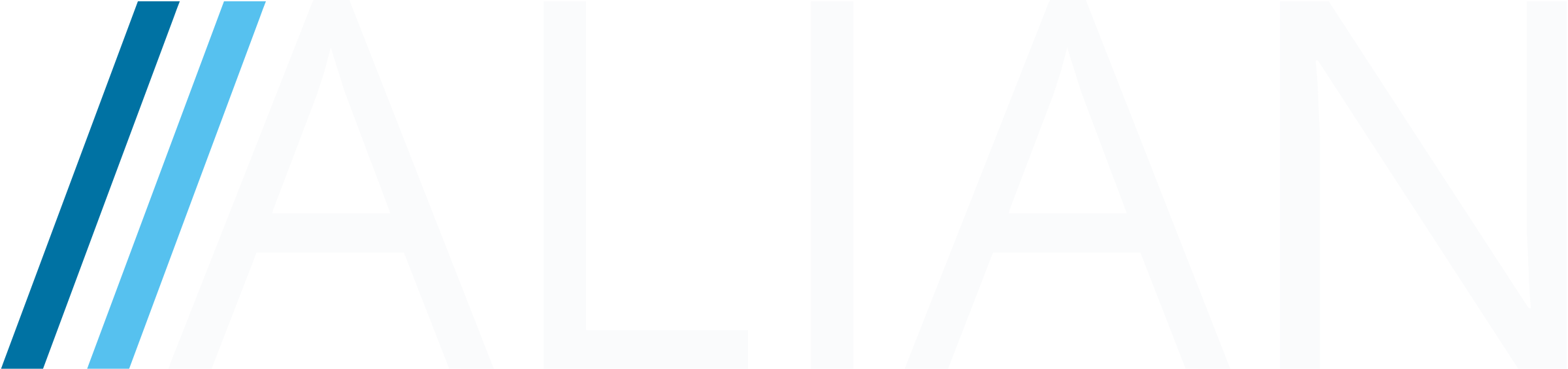 Logo Alian: la scritta ALIAN preceduta da due barre oblique azzurre