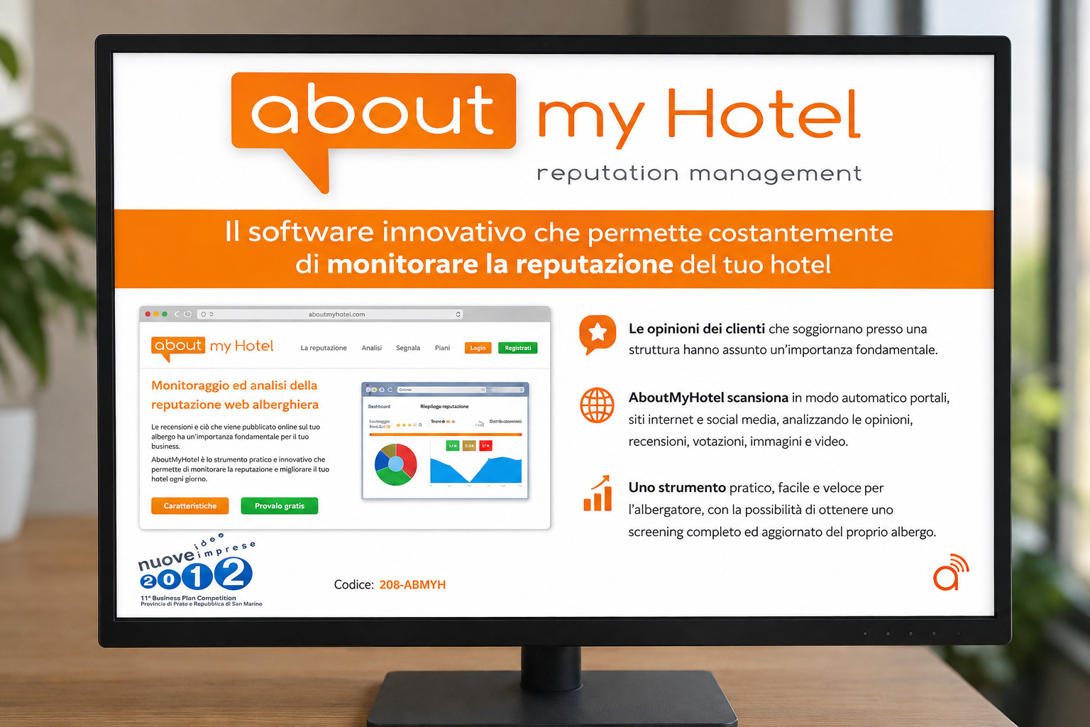 La presentazione di AboutMyHotel del 2012, con il logo del concorso Nuove Idee Nuove Imprese